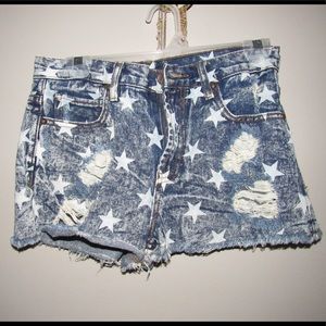 Jean Shorts with White Stars